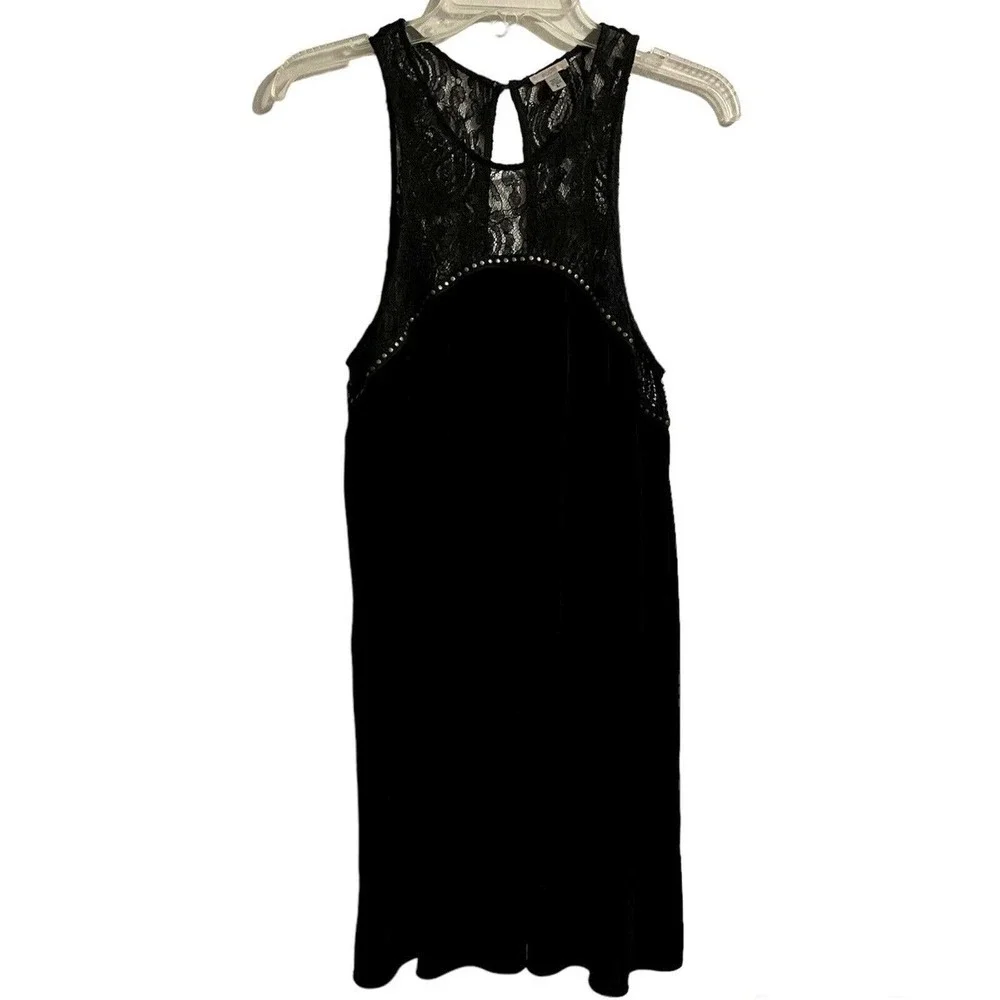 Urban Outfitters Ecote Womens Large Black Swing Dress Velvet Lace Studde… - Picture 3 of 7